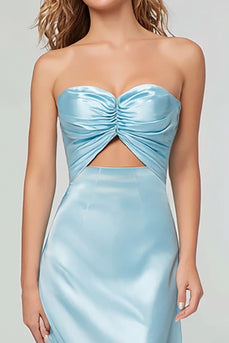 Blue Schatz Etui Satin Maxi Formelle Kleid