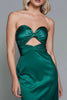 Laden Sie das Bild in den Galerie-Viewer, Staubblau Schatz Etui Cut Out Satin Knöchellänge Formelle Kleid