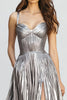 Laden Sie das Bild in den Galerie-Viewer, Glitter Silber A Linie Metallic Plissee Maxi Formelle Kleid