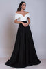 Laden Sie das Bild in den Galerie-Viewer, Schwarz und Weiß Schulterfreie Lang Satin Formelle Kleid