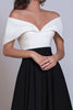 Laden Sie das Bild in den Galerie-Viewer, Schwarz und Weiß Schulterfreie Lang Satin Formelle Kleid