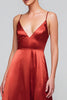 Laden Sie das Bild in den Galerie-Viewer, Rot Spaghettiträger Satin A-Linie Langes Formelle Kleid