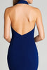 Laden Sie das Bild in den Galerie-Viewer, Marineblau Neckholder Satin Meerjungfrau Rückenfreie Langes Formelle Kleid mit Schlitz