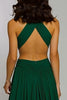 Laden Sie das Bild in den Galerie-Viewer, Dunkelgrün Neckholder Chiffon Cut-Out A-Linie Langes Festliches Partykleid