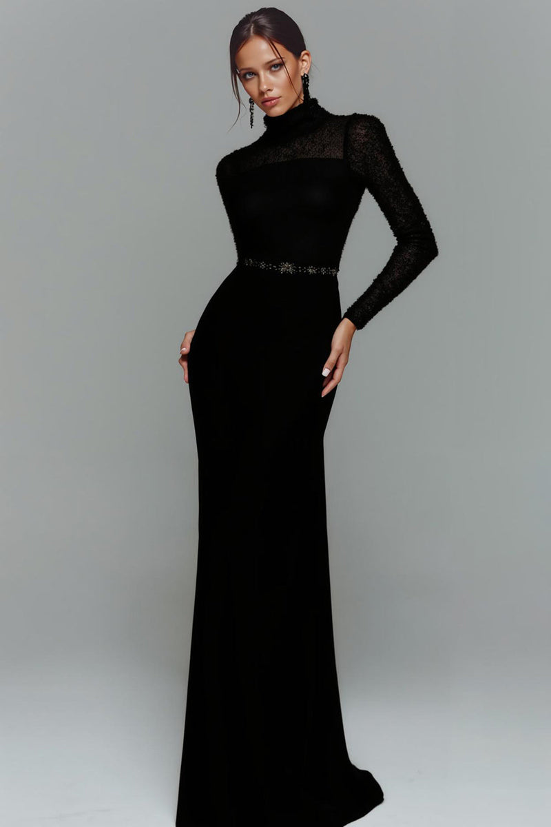 Laden Sie das Bild in den Galerie-Viewer, Weiß Meerjungfrau Hochgeschlossener Ausschnitt Maxi Brautkleid mit Perlenbesatz