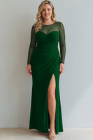 Laden Sie das Bild in den Galerie-Viewer, Cabernet Gerafft Meerjungfrau Illusionsausschnitt Langes Abendkleid mit Schlitz