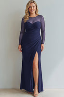Laden Sie das Bild in den Galerie-Viewer, Cabernet Gerafft Meerjungfrau Illusionsausschnitt Langes Abendkleid mit Schlitz