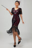 Laden Sie das Bild in den Galerie-Viewer, Glitzerndes Dunkelgrünes Bodycon Fransen 1920er Kleid mit Kurze Ärmeln