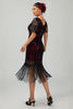 Laden Sie das Bild in den Galerie-Viewer, Glitzerndes Schwarzes Goldenes Bodycon Pailletten Kurzes 1920er Kleid Mit Ärmeln