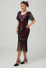 Laden Sie das Bild in den Galerie-Viewer, Glitzerndes Dunkelgrünes Bodycon Fransen 1920er Kleid mit Kurze Ärmeln