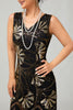 Laden Sie das Bild in den Galerie-Viewer, Glitzerndes Rotes Goldenes Fransen Kurzes 1920er Kleid Mit Pailletten