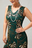 Laden Sie das Bild in den Galerie-Viewer, Glitzerndes Grün Goldenes Bodycon Fransen 1920er Kleid mit Pailletten