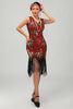 Laden Sie das Bild in den Galerie-Viewer, Glitzerndes Grün Goldenes Bodycon Fransen 1920er Kleid mit Pailletten