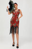 Laden Sie das Bild in den Galerie-Viewer, Glitzerndes Grün Goldenes Bodycon Fransen 1920er Kleid mit Pailletten