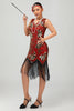 Laden Sie das Bild in den Galerie-Viewer, Glitzerndes Grün Goldenes Bodycon Fransen 1920er Kleid mit Pailletten