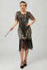 Laden Sie das Bild in den Galerie-Viewer, Glitzerndes Schwarzes Rotes Bodycon Fransen Flapper Kleid Mit Ärmeln
