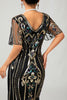 Laden Sie das Bild in den Galerie-Viewer, Glitzerndes Dunkelgrünes Bodycon Fransen 1920er Kleid mit Kurze Ärmeln