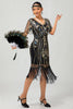 Laden Sie das Bild in den Galerie-Viewer, Glitzerndes Dunkelgrünes Bodycon Fransen 1920er Kleid mit Kurze Ärmeln
