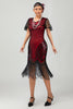 Laden Sie das Bild in den Galerie-Viewer, Glitzerndes Schwarzes Goldenes Pailletten V-Ausschnitt Flapperkleid mit Perlen
