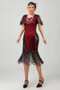 Laden Sie das Bild in den Galerie-Viewer, Glitzerndes Schwarz Silbernes Bodycon Fransen Flapper Kleid mit Ärmeln