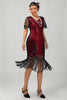 Laden Sie das Bild in den Galerie-Viewer, Glitzerndes Schwarz Silbernes Bodycon Fransen Flapper Kleid mit Ärmeln