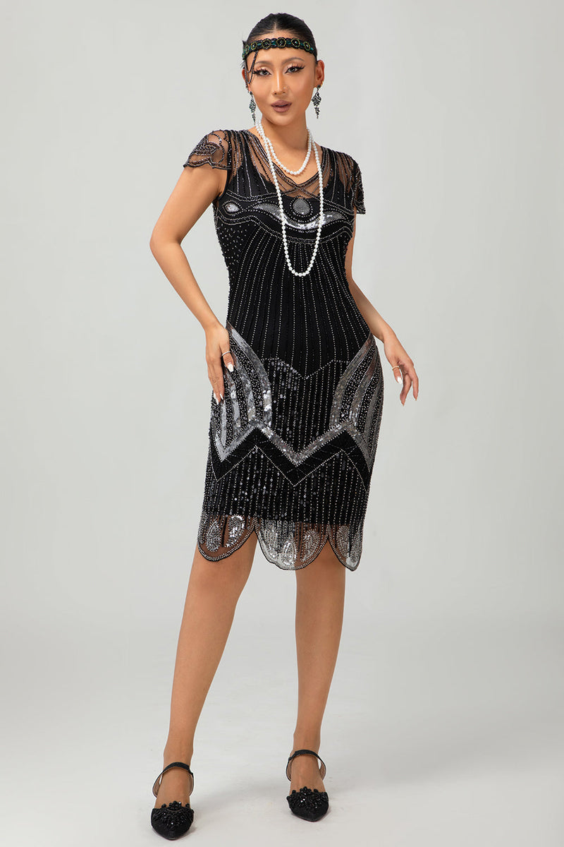 Laden Sie das Bild in den Galerie-Viewer, Glitzerndes Lilac Bodycon Pailletten Flapper Kleid Mit Perlenverzierung