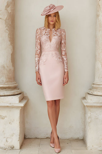 Altrosa Bodycon Midi Mutter der Braut Kleid mit Spitze