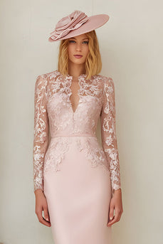Altrosa Bodycon Midi Mutter der Braut Kleid mit Spitze
