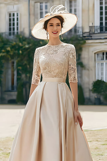 Altrosa A Linie Satin Langes Mutter der Braut Kleid mit Spitze