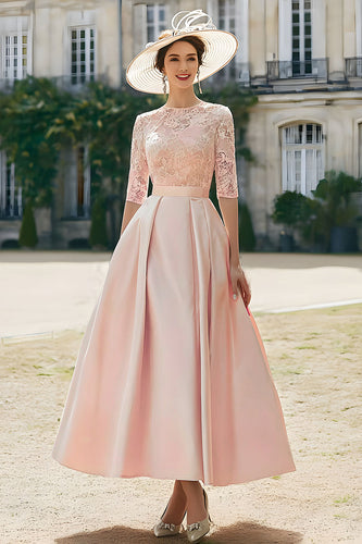 Altrosa A Linie Satin Langes Mutter der Braut Kleid mit Spitze