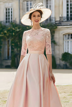Altrosa A Linie Satin Langes Mutter der Braut Kleid mit Spitze