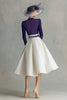 Laden Sie das Bild in den Galerie-Viewer, Pflaume Hoher Ausschnitt Satin Midi Brautmutterkleid mit Ärmel