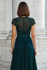 Laden Sie das Bild in den Galerie-Viewer, Pfauengrün Rundhalsausschnitt Chiffon A-Line Lange Brautmutterkleid mit Perlen