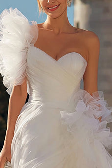 Elfenbein Tüll Bodycon Kurzes Brautkleid