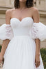Laden Sie das Bild in den Galerie-Viewer, Elfenbein A-Linie Organza Schulterfreie Midi Hochzeitskleid