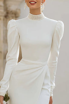 Glitzernd Elfenbein Bodycon Kurze Verlobungsfeier Kleid mit Schlitz