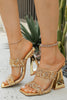 Laden Sie das Bild in den Galerie-Viewer, Glitter Goldene Doppelriemen Sandalen mit Blockabsatz