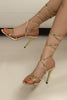 Laden Sie das Bild in den Galerie-Viewer, Goldene Riemchen Gladiator Stiletto Sandalen