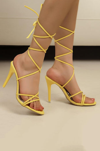 Goldene Riemchen Gladiator Stiletto Sandalen