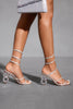 Laden Sie das Bild in den Galerie-Viewer, Glitter Silberne Offene Zehen Riemchen Gladiator Stiletto Sandalen