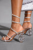 Laden Sie das Bild in den Galerie-Viewer, Glitter Silberne Offene Zehen Riemchen Gladiator Stiletto Sandalen
