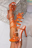 Laden Sie das Bild in den Galerie-Viewer, Glitter Wickelriemen Gladiator Stiletto Sandalen mit Schmetterlingsverzierung