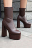 Laden Sie das Bild in den Galerie-Viewer, Weiße Knöchelhohe Go-Go Stiefel mit Runde Zehen und Plateau-Blockabsatz