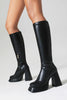 Laden Sie das Bild in den Galerie-Viewer, Weiße Kniehohe Go-Go Stiefel mit Quadratischer Zehe und Plateau-Blockabsatz