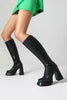 Laden Sie das Bild in den Galerie-Viewer, Weiße Kniehohe Go-Go Stiefel mit Quadratischer Zehe und Plateau-Blockabsatz