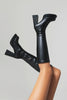 Laden Sie das Bild in den Galerie-Viewer, Weiße Kniehohe Go-Go Stiefel mit Quadratischer Zehe und Plateau-Blockabsatz