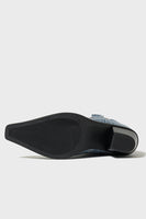 Laden Sie das Bild in den Galerie-Viewer, Dunkelblaue Bestickte Breite Schaft Western Cowgirl Stiefel mit Blockabsatz