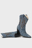 Laden Sie das Bild in den Galerie-Viewer, Dunkelblaue Bestickte Breite Schaft Western Cowgirl Stiefel mit Blockabsatz