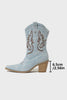 Laden Sie das Bild in den Galerie-Viewer, Dunkelblaue Bestickte Breite Schaft Western Cowgirl Stiefel mit Blockabsatz