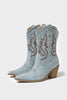 Laden Sie das Bild in den Galerie-Viewer, Dunkelblaue Bestickte Breite Schaft Western Cowgirl Stiefel mit Blockabsatz